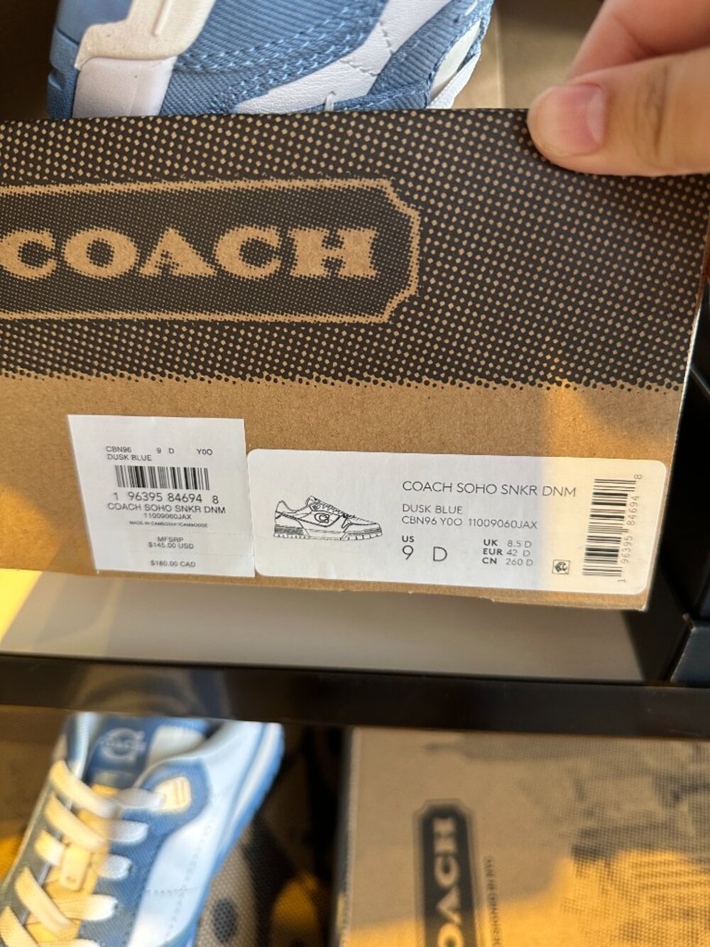 NIB! Rare! Coach CBN96 Men's Soho Sneaker In Dust Blue Size US9/ EUR42 - Picture 11 of 11